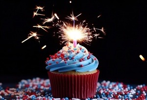 Image of a cupcake with a candle